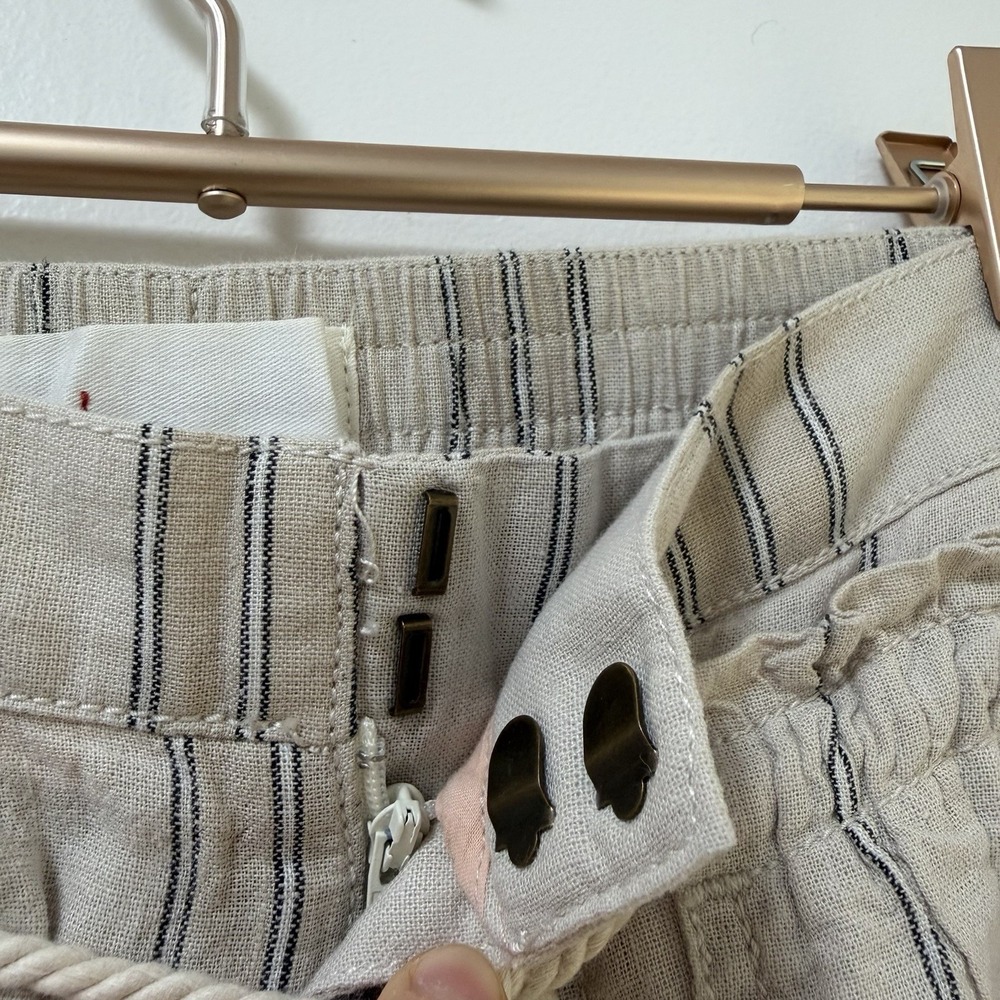 Anthropologie Seashore Stripe Linen Blend Pants Size SP Neutral Preppy Beachy - Picture 5 of 8